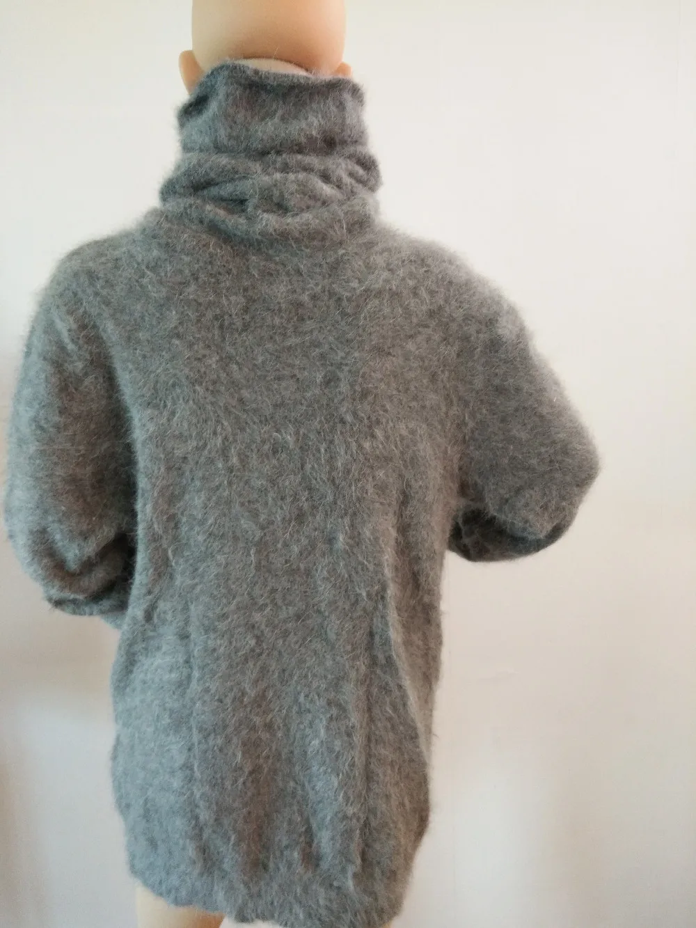 Turtleneck50CM натуральный норковый кашемировый свитер для женщин длинный кашемировый пуловер вязаный настоящий норковый стоячий воротник M1