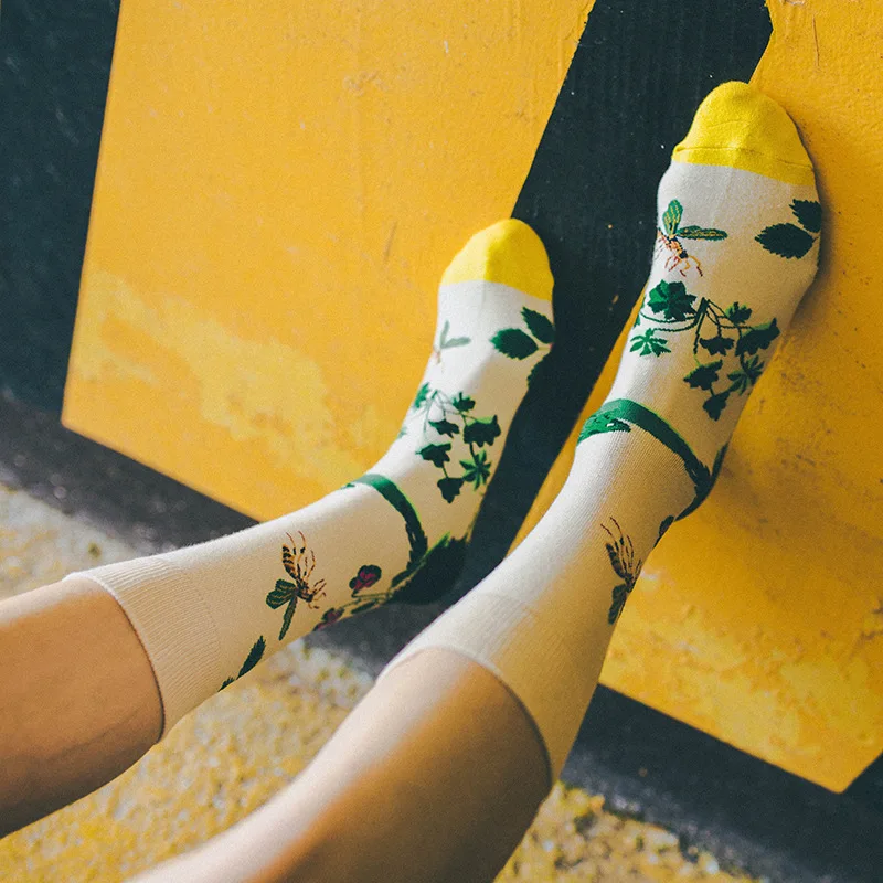 

Korean Fresh Harajuku rainbow Socks Funny Animal frog flower socks Gardenias Calcetines Mujer
