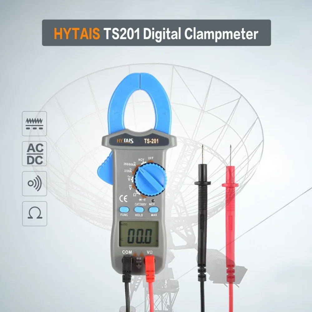 TS201 цифровой зажим мультиметр для авто Диапазонный мультиметр 600A 600 В AC/DC Ток Напряжение тест er NCV испытательный вольтметр J15C17