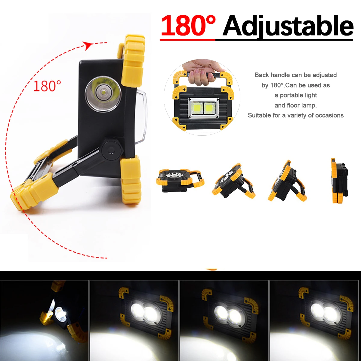 Skup 100W 30000lm przenośny reflektor Led Super jasne światło robocze cob Led akumulator na zewnątrz Lampe Led latarka użyj 2*18650
