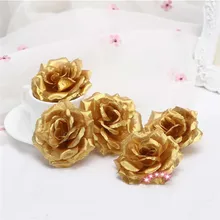 Flor artificial de rosa de seda dourada 8cm, decoração de casa, flores falsas, faça você mesmo, artesanato, simulação de flores pretas, 1 peça