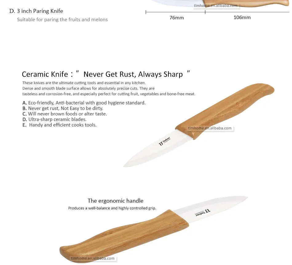 Набор керамических ножей 3'4'5'6', кухонные ножи с бамбуковой ручкой, ножи для очистки фруктов, горячая Распродажа, кухонный инструмент, резак, ножи для мяса