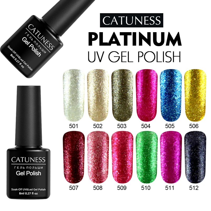 

CATUNESSLong-lasting Shining Nail Gel Polish Soak Off Diamond Primer Shimmer Platinum Nail Gel High Quality Glitter Sequins Art