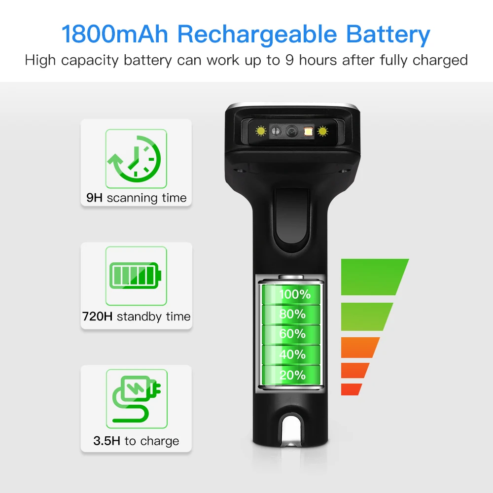 Eyoyo اللاسلكية الباركود ماسحة 1D 2.4G المحمولة يده CCD قارئ ل POS باد iOS الروبوت أقراص أو أجهزة الكمبيوتر PC