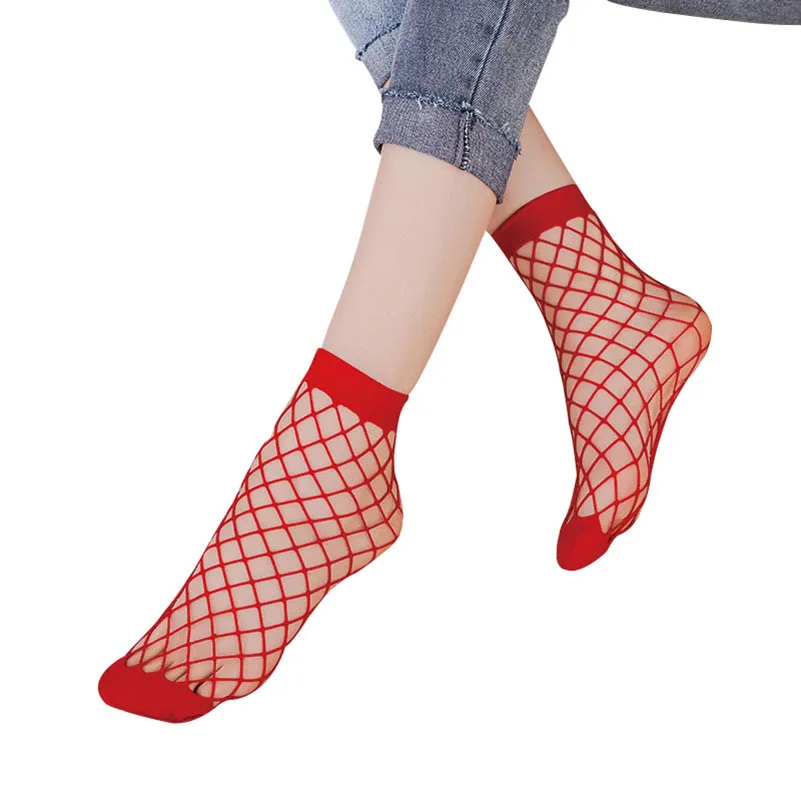 

3 Pairs Women Girls Sexy Hollow Out Breathable Big Mesh Fishnet Socks Female Lace Fish Net Stretchable Short Hosiery Ankle Socks