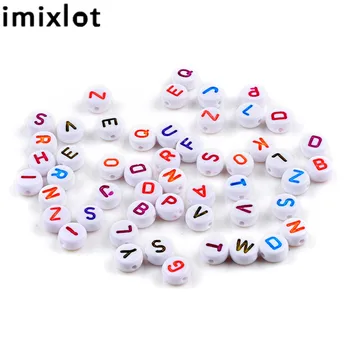 

Imixlot 100Pcs/Lots Mixed Acrylic Alphabet Letter Round Buttons Loose Beads DIY Craft Jewelry Clothing Sewing Accessories
