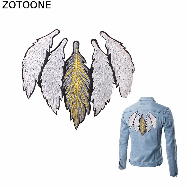 

ZOTOONE Feathers Back Patches Iron on Embroidered for Clothes Large Patches on Clothing Appliques Customs Patch DIY Applications