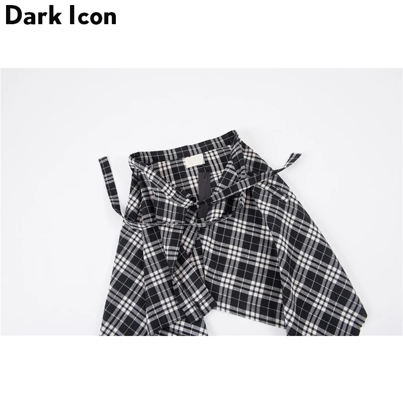 Dark Icon Side Pocket Plaid Skirt Men Irregular Hemline Men's Skirts One Piece One Size