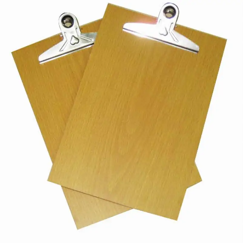 

Wholesale 20PC Hot sale A4 clipboard portable wooden file clip board menu clipboard with binding clip office supplies