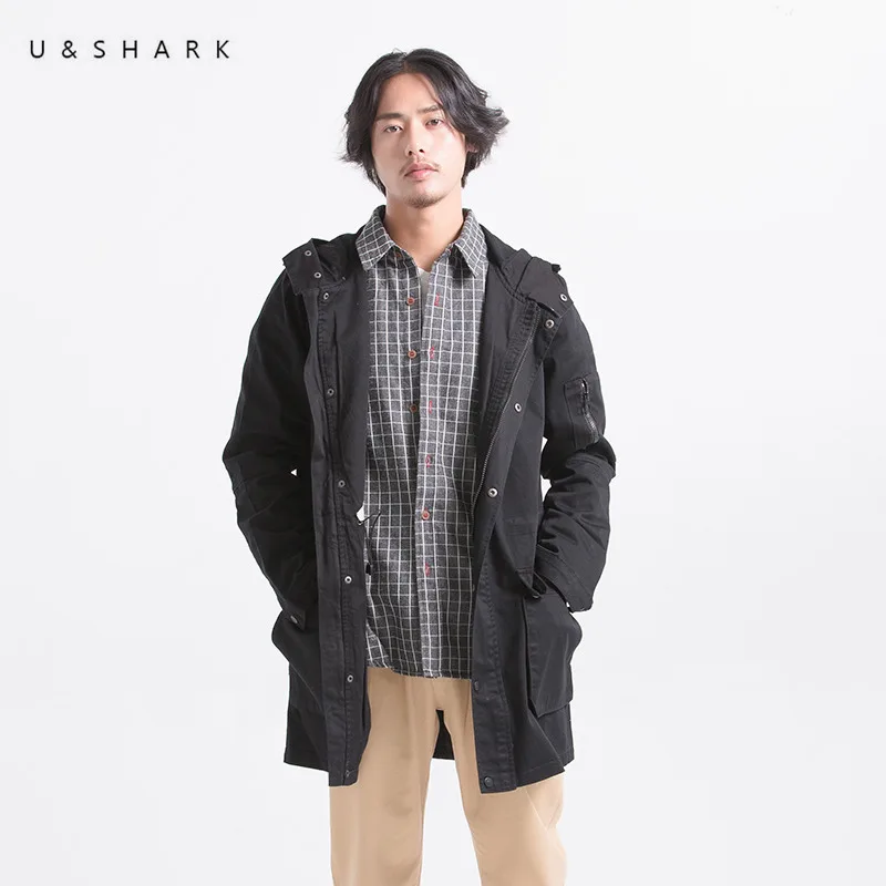 Осенний Новый тренчкот U & SHARK из 100% хлопка Мужская одежда высококачественные