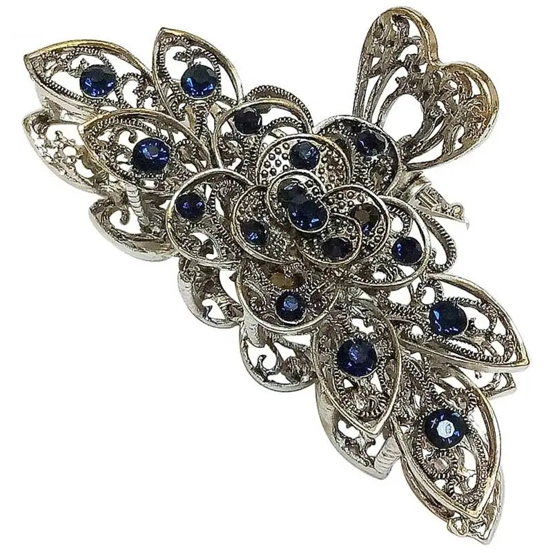 Fashion Rhinestone Crystal Flower Hair Claws Clips Clamps Accessories Retro Women Clamp Barette for bride 9*3.5cm | Украшения и