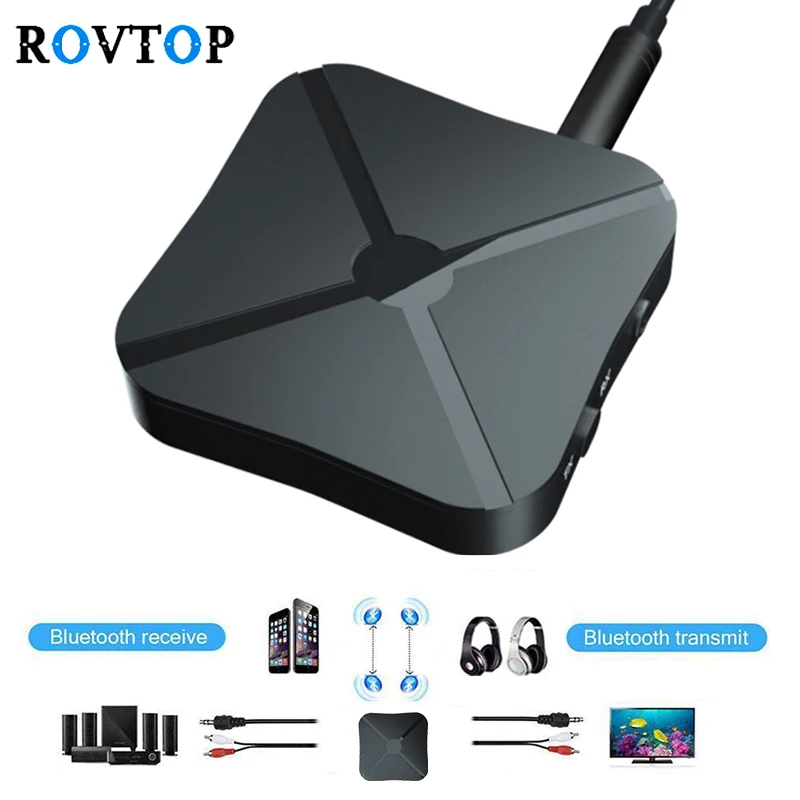 Rovtop 2 в 1 Bluetooth 4,2 Аудио приемник и передатчик стерео беспроводной Bluetooth адаптер с 3,5 мм AUX аудио для ТВ MP3 Z25