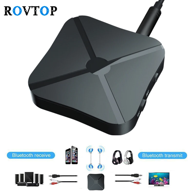 

Rovtop 2 in 1 Bluetooth 4.2 Audio Receiver & Transmitter Stereo Wireless Bluetooth Adapter With 3.5mm AUX Audio For TV MP3 Z2