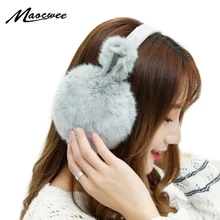 Милые зимние наушники с искусственным кроличьим мехом; меховые наушники; удобные теплые розовые зимние наушники с кошачьими ушками для женщин и девочек