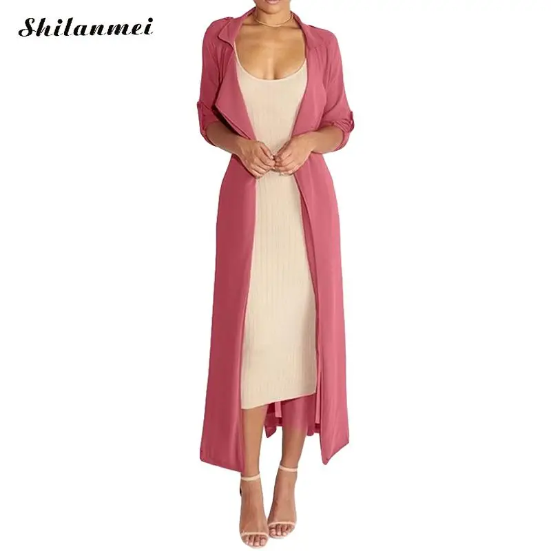 

Chiffon Long Blouse Cardigan Women 2019 Autumn Lapel Belted Long Sleeve Blouses Female Casual Loose Solid Color Maxi Blousa