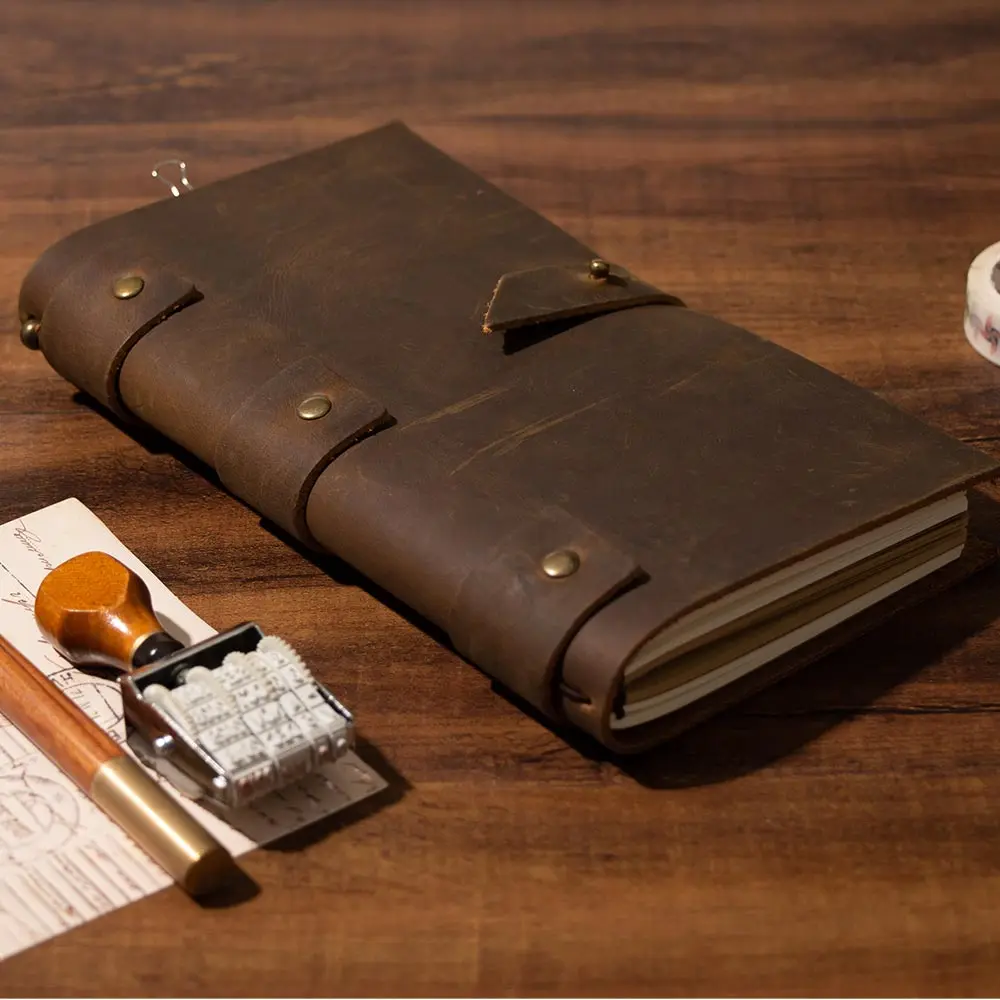 Skup 2019 skóra Vintage pamiętnik notatnik dziennik osłona ciąg twarda miękka zeszyt zeszyt terminarz z prawdziwej skóry
