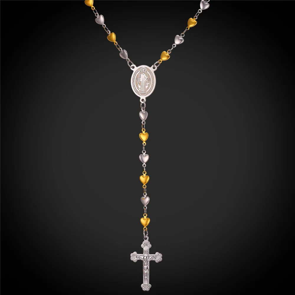 Ожерелье с подвеской крестом из нержавеющей стали GN2259|rosary necklace|cross pendant necklacependant