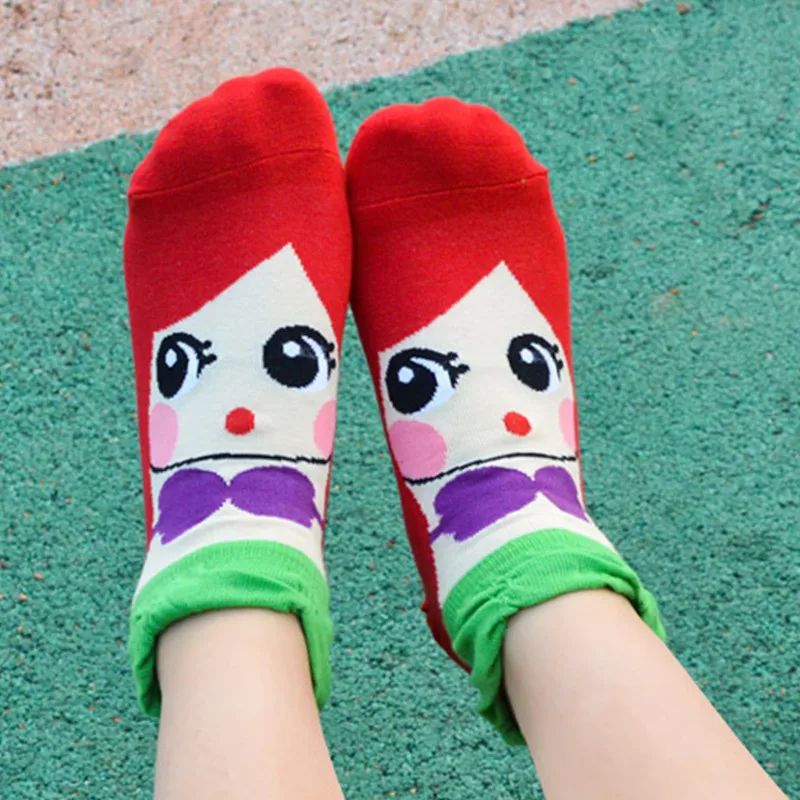 

Women Cartoon Socks Spring Autumn Mermaid Princes Cotton Sock Fashion Ladies Cartoon Elsa Anna Snow White Ankle Sock Kawaii Sox