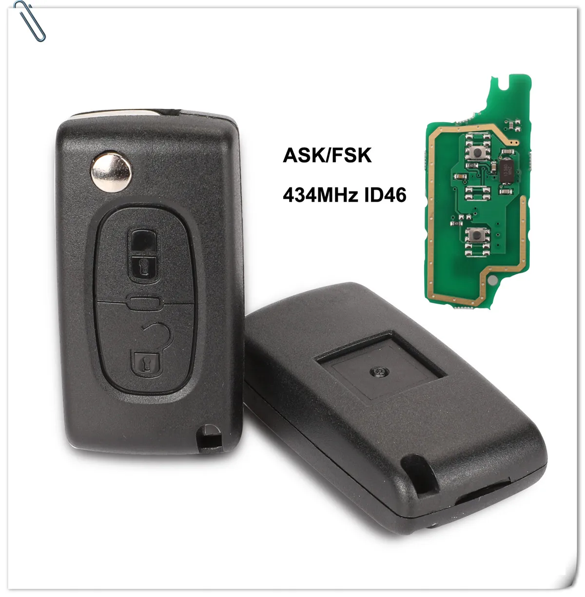 Jingyuqin 434 МГц ASK/FSK 2 кнопки флип ключ для peugeot 107 207 307 307S 308 407 607 пульт дистанционного управления Fob PCF7961 PCF7941 чип