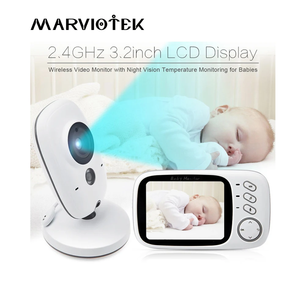 

Baby Monitor with camera 3.2 inch LCD IR Night Vision two way Talk 8 Lullabies Temperature monitor video nanny radio babysitter
