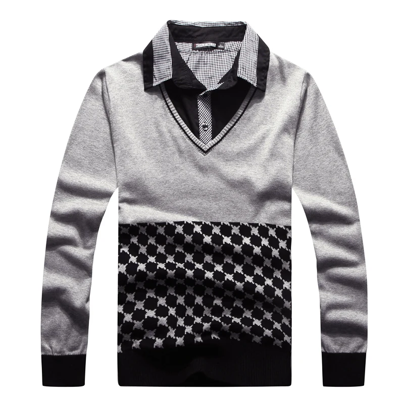 Mens Sweater Turn Down Collar Casual Young Men Outwear Knitting Cotton Sweater Jumpers Pullover Sweater Boy Fall Winter Clothing