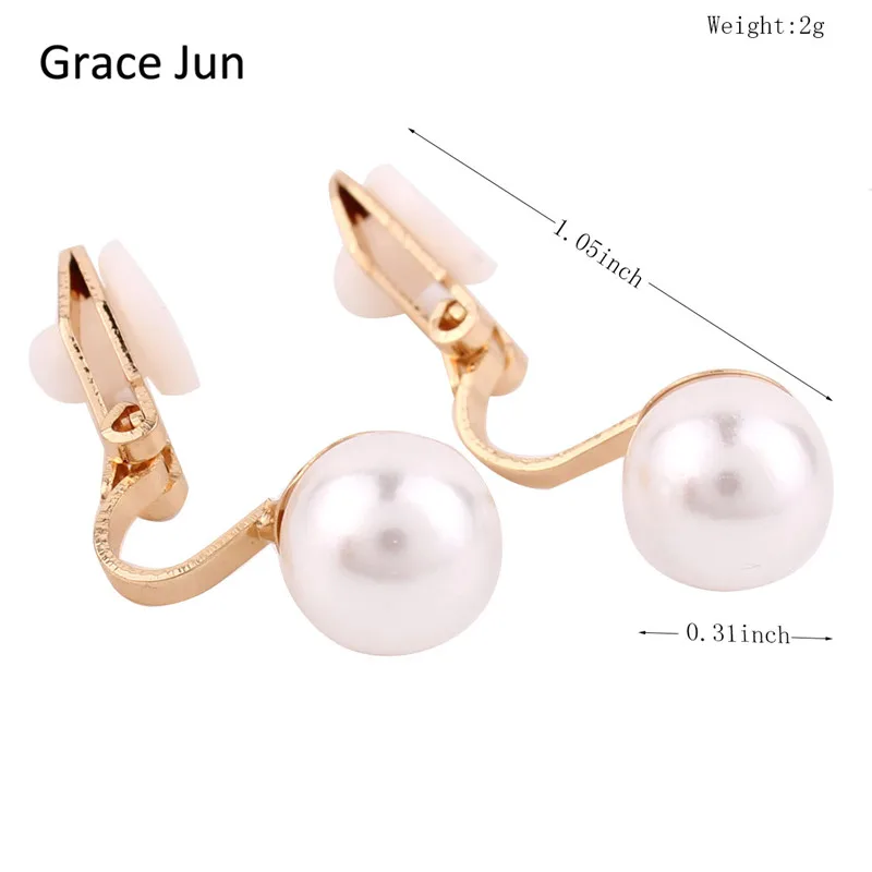 Grace Jun 4 colors New simulated pearl clip on earring no pierced for women wedding luxury bridal earring bijouterie 8mm&12mm Ear Clip Earrings Clip Earrings Ear Clip Ear Accessories