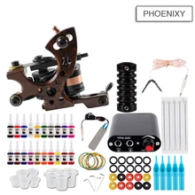 Набор для начинающих татуировок 1 машинка для пистолета набор черных чернил блок питания ручки для тела набор инструментов для рисования Перманентный Набор татуировок для макияжа