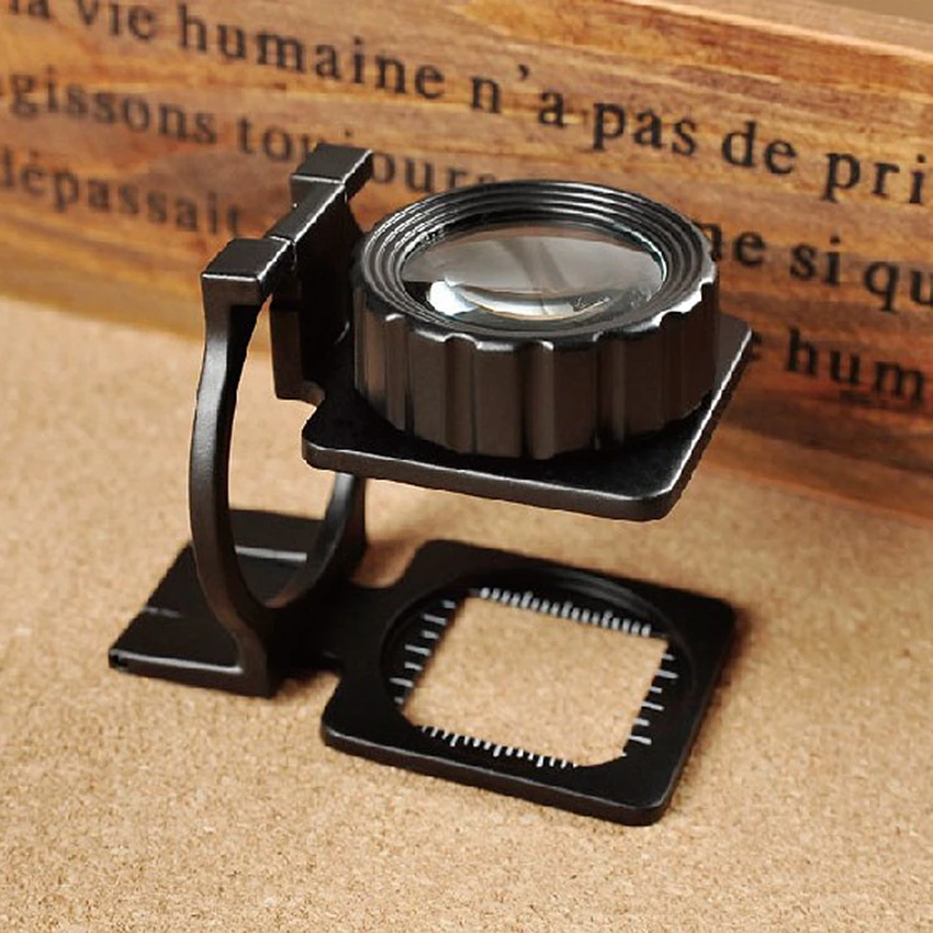 10x Folding Loupe Magnifying Glass Lens Bench Magnifier With Scale