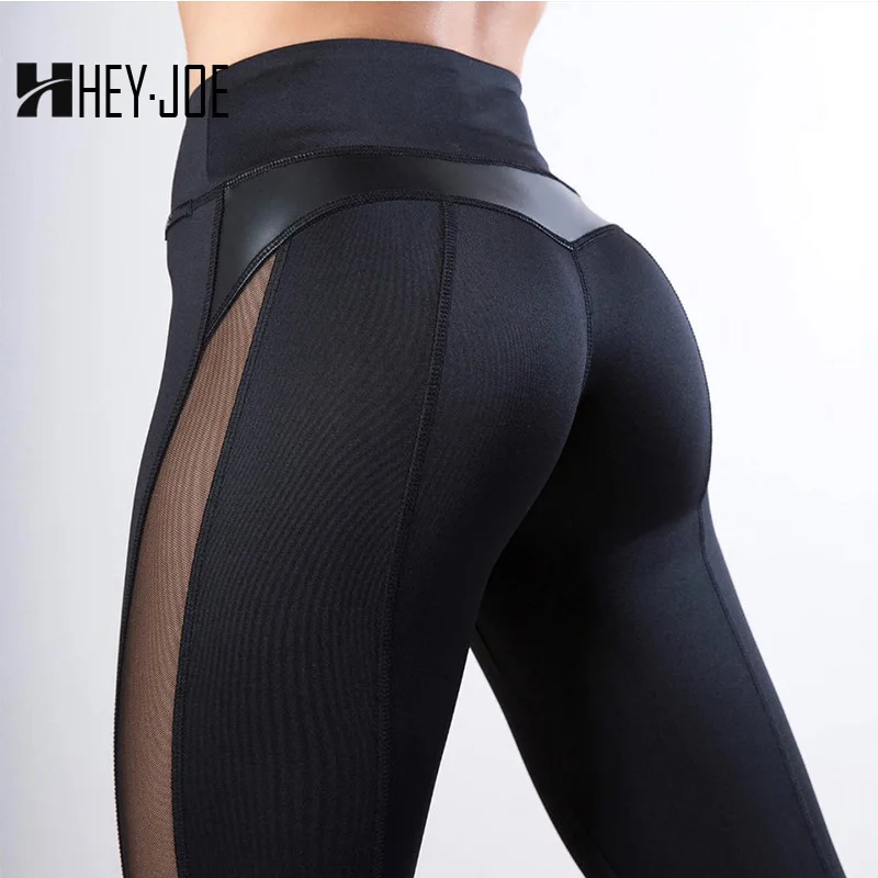 

HEYJOE Fashion Casual Leggings Women Fitness Sexy Push Up Female Elastic High Waist Long Pants Mesh Patchwork ActiveWear Leggins