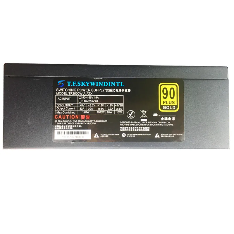 2000 واط امدادات الطاقة 2000 واط ATX PSU للتعدين آلة 2000 واط عملة التعدين امدادات الطاقة PSU ل 8 GPU BTC Eth تزوير Ethereum عامل منجم الذهب