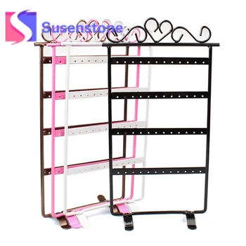 

2019 Hot Usaful Jewelry Showcase 48 Hole Earrings Jewelry Display Wall Mounted Frame Rack Metal Holder Iron Convenient 4 Colours