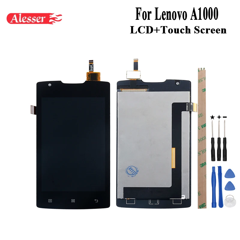 Жк дисплей и сенсорный экран Alesser для Lenovo A1000 запасные части с инструментами клеем