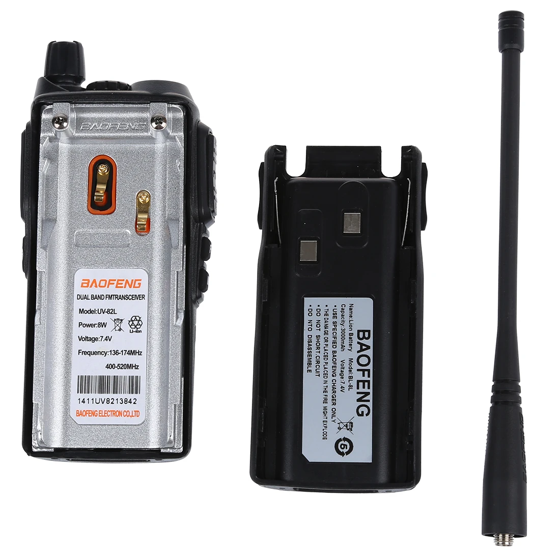 2 шт. MOOL Baofeng UV 82L VHF / UHF Ham двунаправленная радиостанция рация с 18 см Atenna и батареей