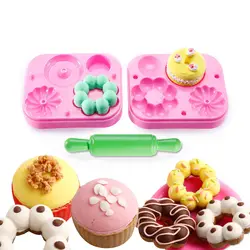 ПЛАСТИЛИНОВАЯ глина набор инструментов пончики детский десерт хлеб силиконовый DIY Плесень инструмент подарок на день рождения игрушки