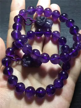 

FREE SHIPPING Natural Amethyst Quartz Uruguay Crystal Beads Stretch Bracelet 10mm AAA