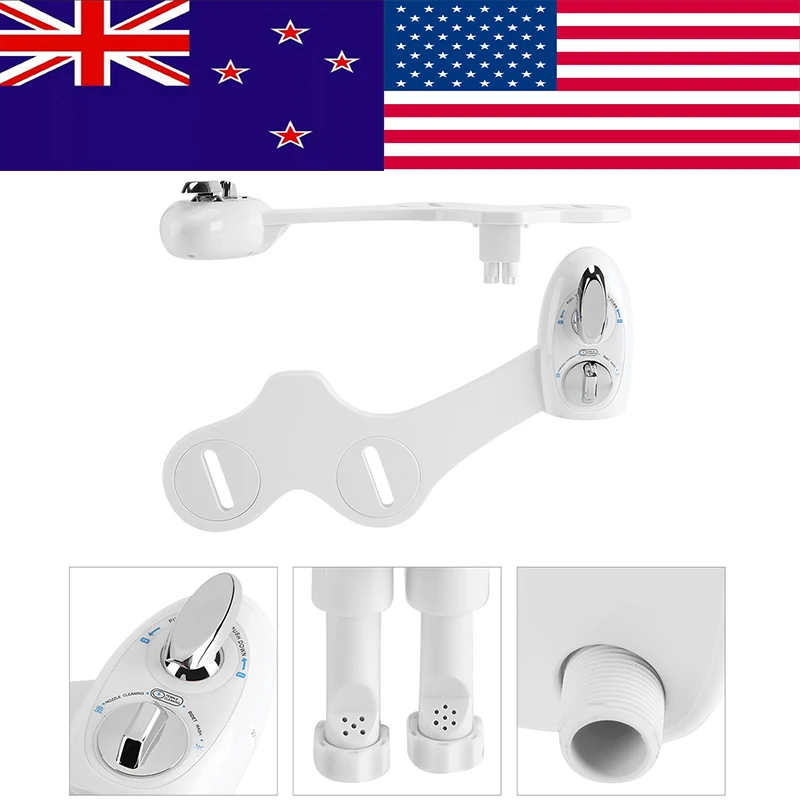 Dual Nozzle Cold Water Spray Non-Electric Adjustable Mechanical Bidet Toilet Seat Attachment Self-Cleaning Fresh Water Bidet Hot