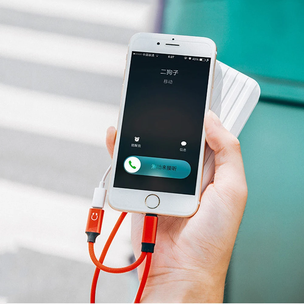 2 IN1 for Lightning Headphone Jack Audio Splitter with USB iPhone Charger Cable Support Music Charging for iPhone X 8 7 6 iPad