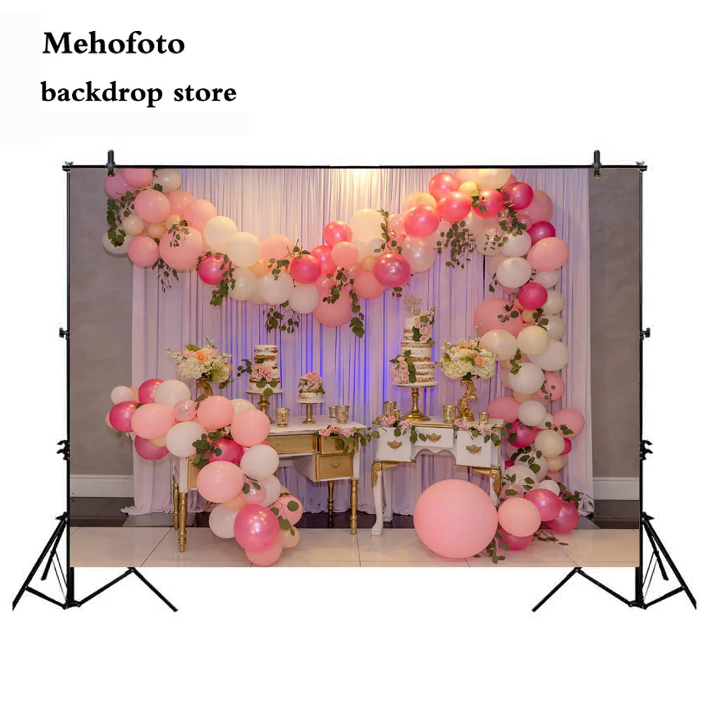 

Mehofoto Photography Backdrops Balloons White Curtain Photo Shoot Background Birthday Wedding Party Backdrop Vinyl Cloth 811