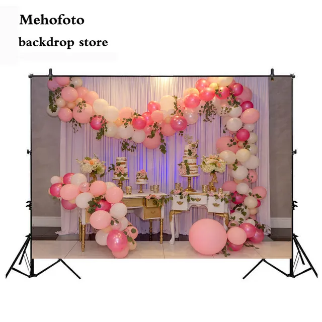 Mehofoto Photography Backdrops Balloons White Curtain Photo Shoot