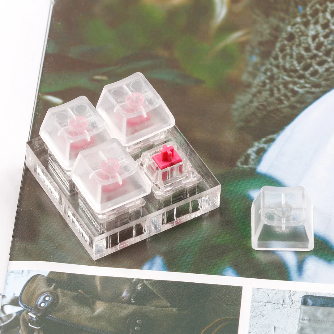 

Customize Aliaz Transparent Acrylic Cover 60g 70g 80g 100g Pink Switch Tester With Transparent Keycaps 4 Axis Tester