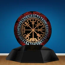Скандинавский символ викингов 3D линейная лампа компас руны викингов, разработанная лампа, лампа с 3D оптической иллюзией декор, Волшебная настольная лампа