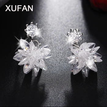 

3 Style Fashion Snow Ice Flower CZ Zircon Crystal Stud Earrings for Women long tassel earrings Jewelry Gifts Wholesale