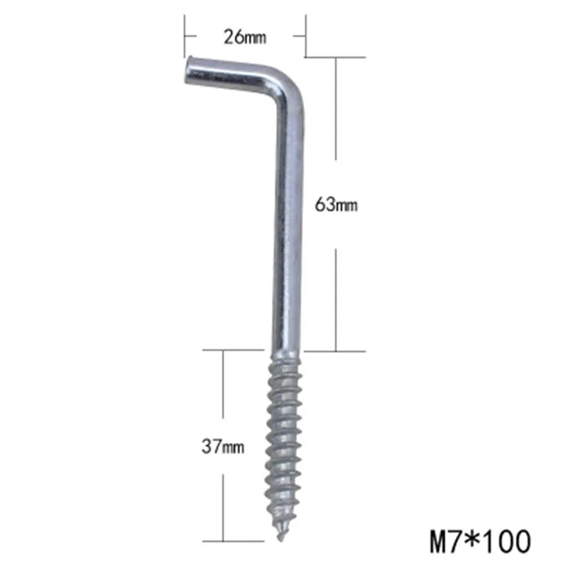 Винтовой крючок под прямым углом, крючок под светильник из углеродистой стали, 7 стилей крючка, L стиль, крючок для овец, аксессуары для рамы, 50 шт