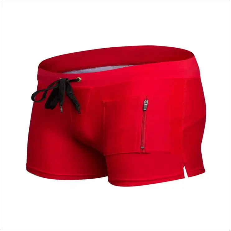 Новое поступление, 5 цветов, мужские шорты для плавания, мужские плавки для купания, дышащие пляжные шорты - Цвет: red