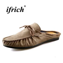 

Summer 2018 New Trend Casual Men Loafers Weight Light Half Drag Loafer Shoes Khaki Black Lazy Shoes Men Breathable Flats Shoes