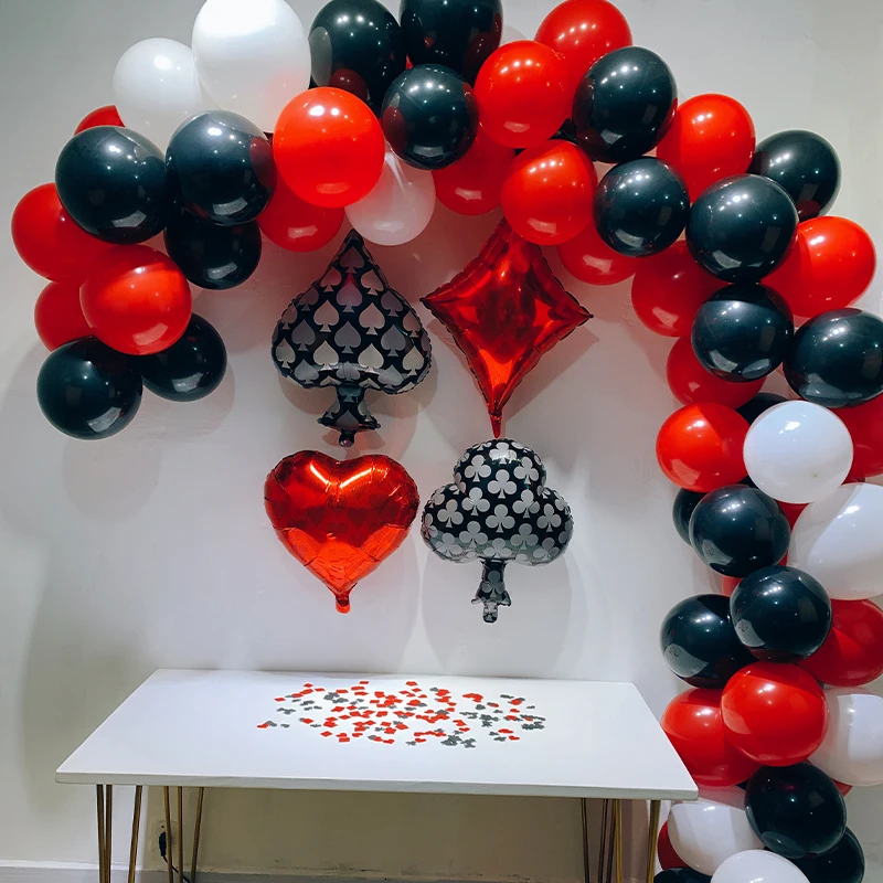 Casino Party Decorations Red Black White Mylar Balloons For Las