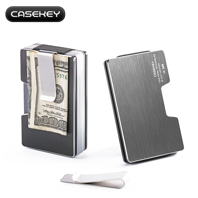 Minimalist Aluminum Wallet Credit Card Holder with NFC/RFID Blocking Metal Steel Business Wallet ...