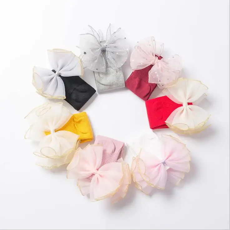 

New spring summer girls socks cotton sweet bow princess children kids tube socks