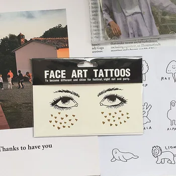 

Golden Face Temporary Tattoo Waterproof Blocked Freckles Makeup Stickers Eye Decals SSwell