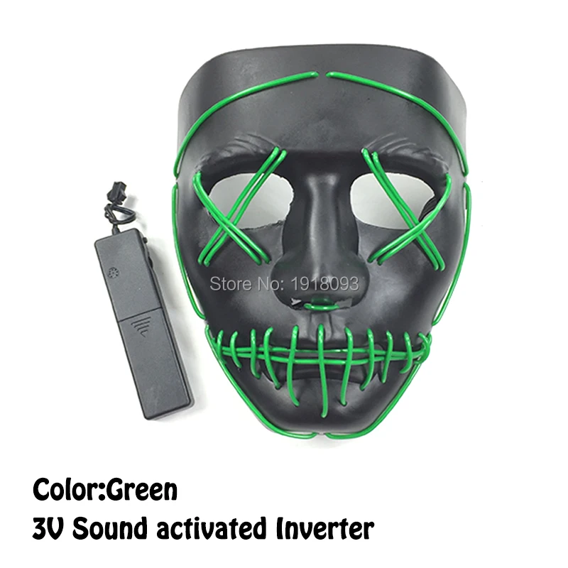 Новые 10 Цвета EL провода маска Хэллоуин призрак разрез рот Хэллоуин ужас вечерние Маска Новинка освещения реквизит